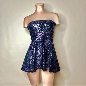 American Apparel Metallic Purple Tube Skater Dress